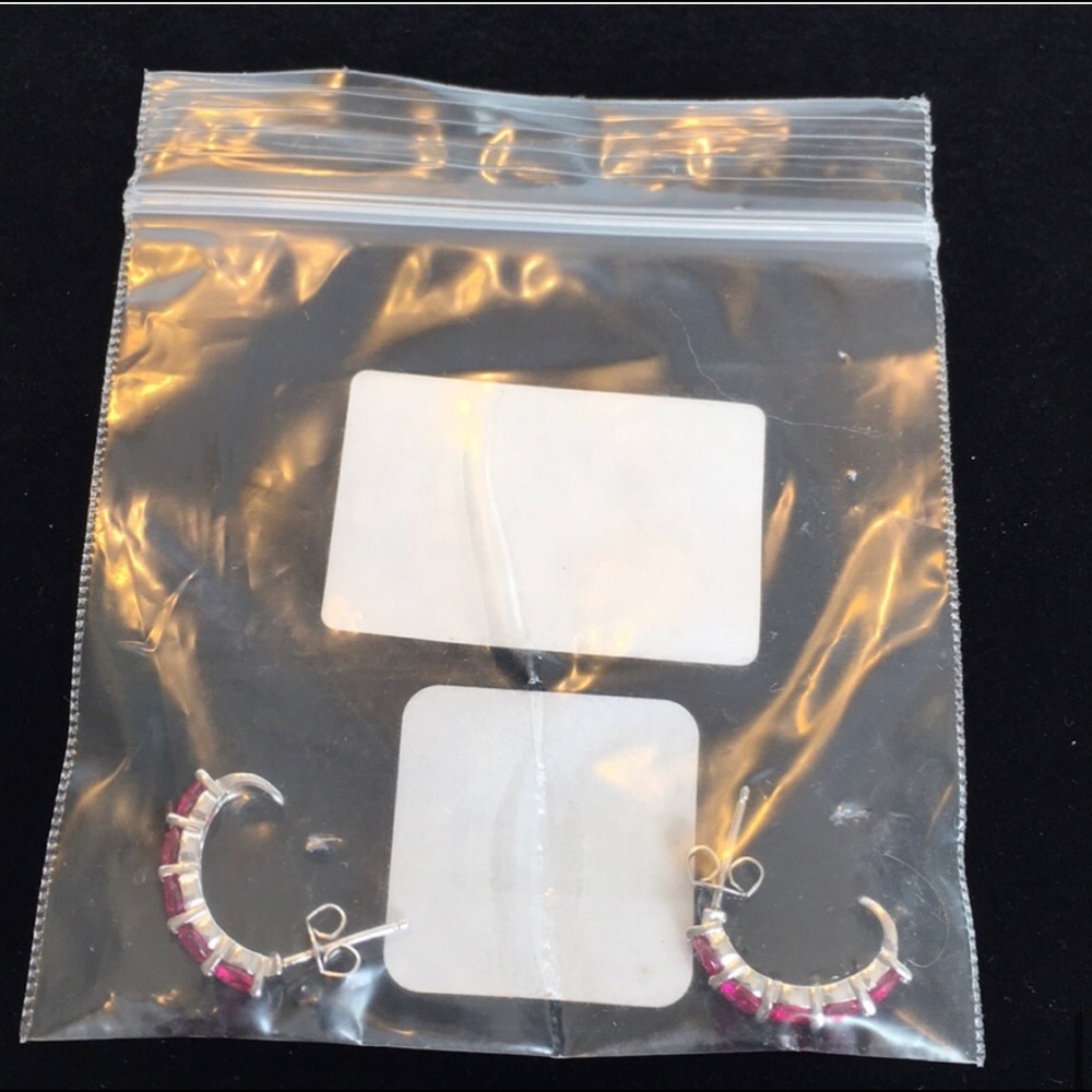 Nwot Sterling Silver Round Created Ruby Earrings - image 7